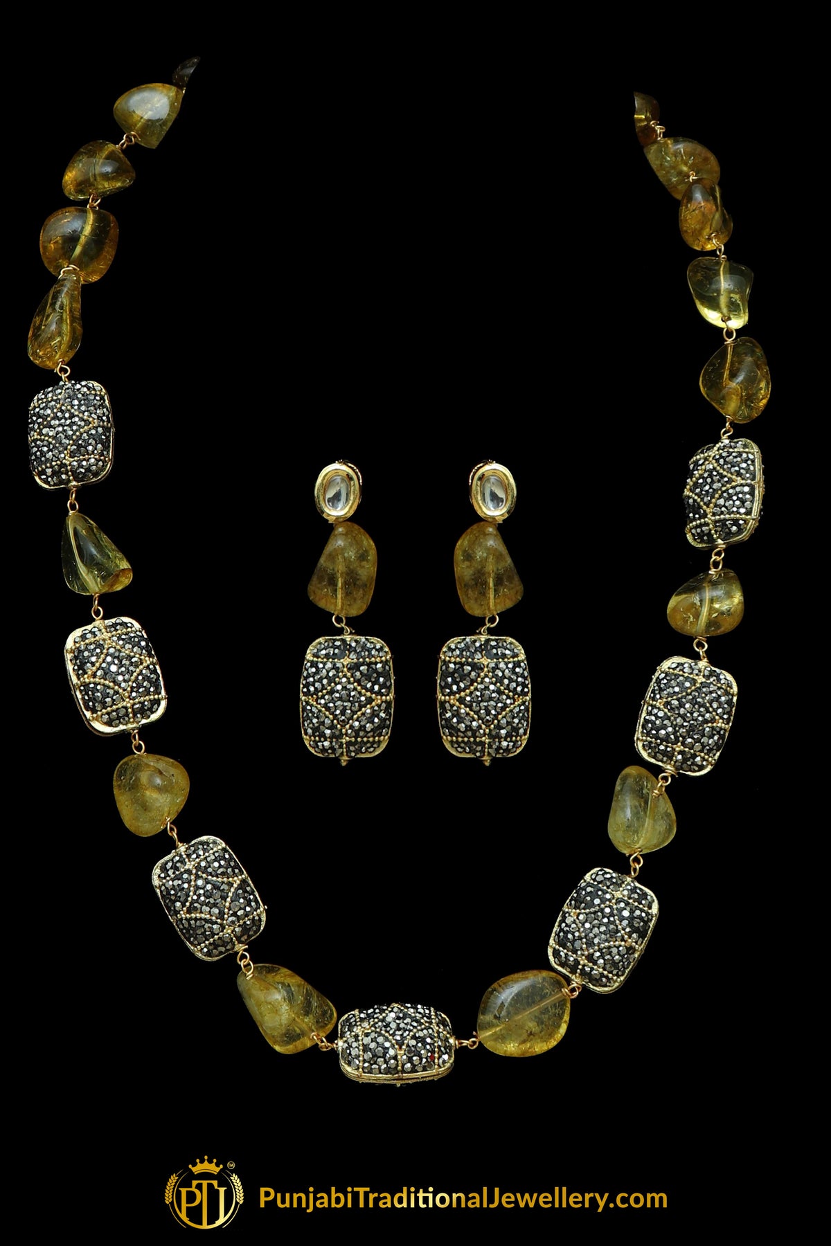Yellow Mala Necklace Set By Punjabi Traditional Jewellery