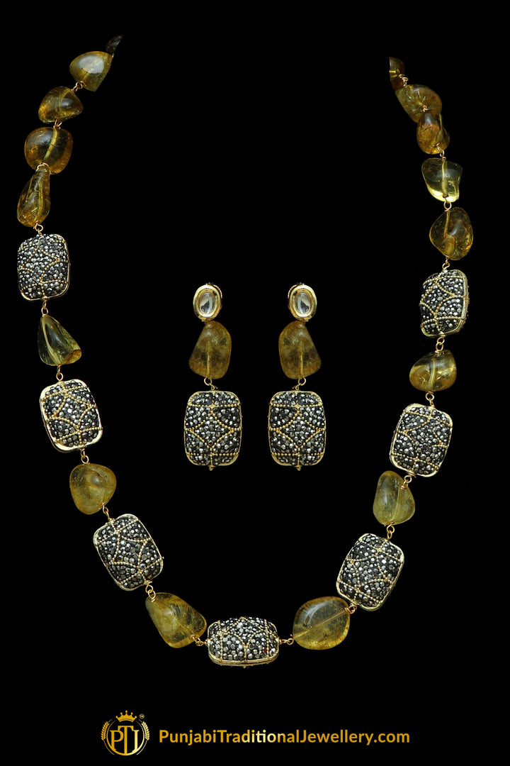 Yellow Mala Necklace Set By Punjabi Traditional Jewellery