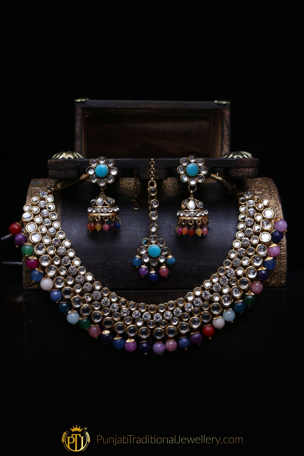 Multi Kundan Necklace Set By Punjabi Traditional Jewellery
