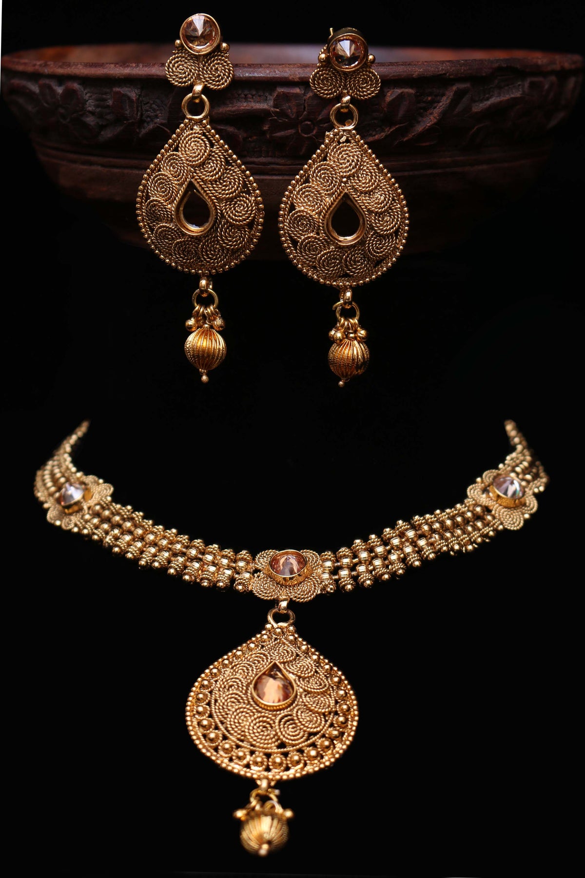 Ikhlaas Antique Gold Necklace Set By Punjabi Traditional Jewellery