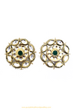 Gold Finished Emerald Kundan Studs By PTJ