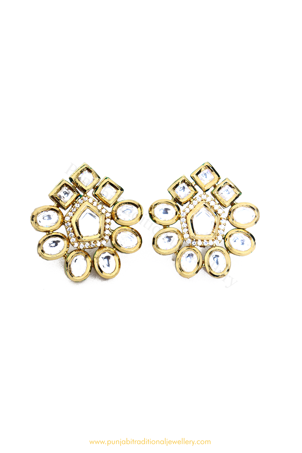 Gold Finished Kundan Studs By PTJ