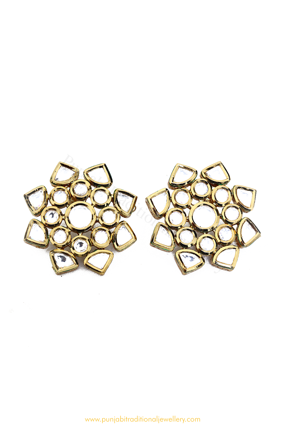 Gold Finished Kundan Studs By PTJ