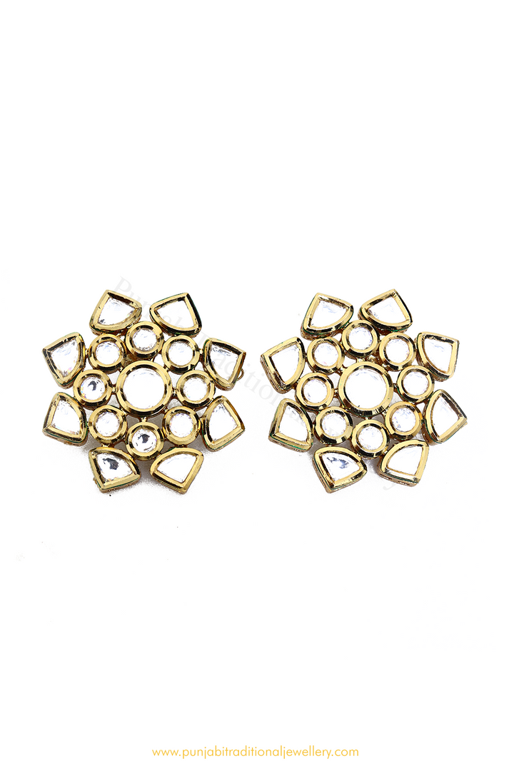 Gold Finished Kundan Studs By PTJ