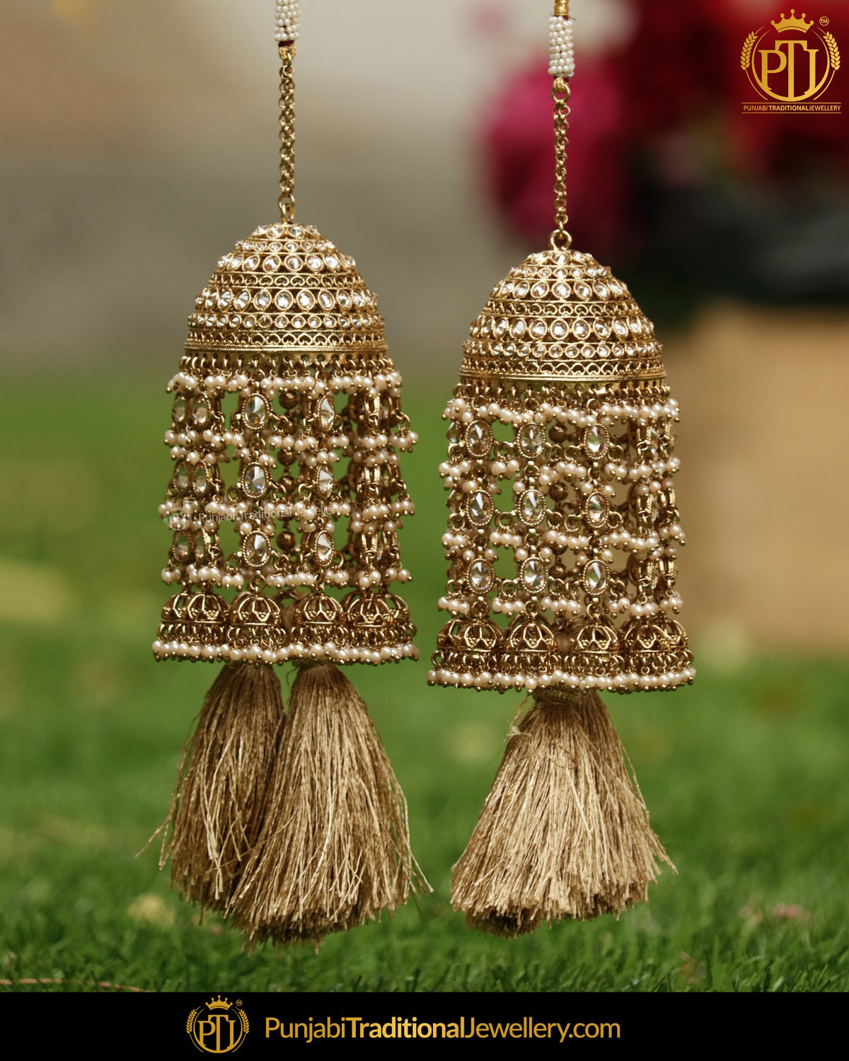 Gold Finished Champagne  Stone Tassel Bridal Kalira