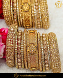 Antique Gold Finished Chamapgne Stone Bangles Set (Both Hand Pair) | Punjabi Traditional Jewellery Exclusive