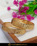 Gold Finished Karra Bangles (Pair)| Punjabi Traditional Jewellery Exclusive