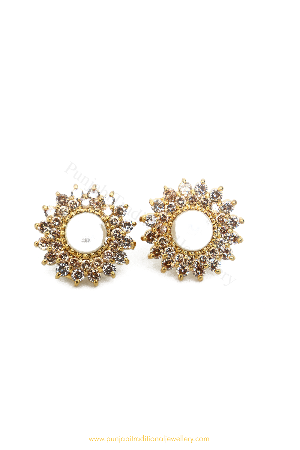 Gold Finished AD Studs By  PTJ