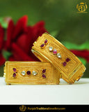 Gold Finished Rubby bangles Openable Bangles (Pair) | Punjabi Traditional Jewellery Exclusive