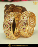 Gold Finished Rubby Jadau Karra Bangles (Pair)| Punjabi Traditional Jewellery Exclusive
