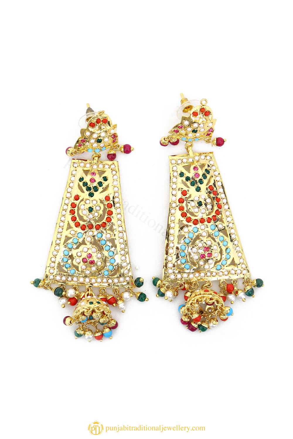 Gold Finished Earrings by PTJ