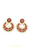 Gold Finished Rust Kundan Earrings By PTJ