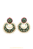 Gold Finished Emerald Kundan Earrings By PTJ