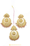 Gold Finished Earrings & Tikka Set by PTJ