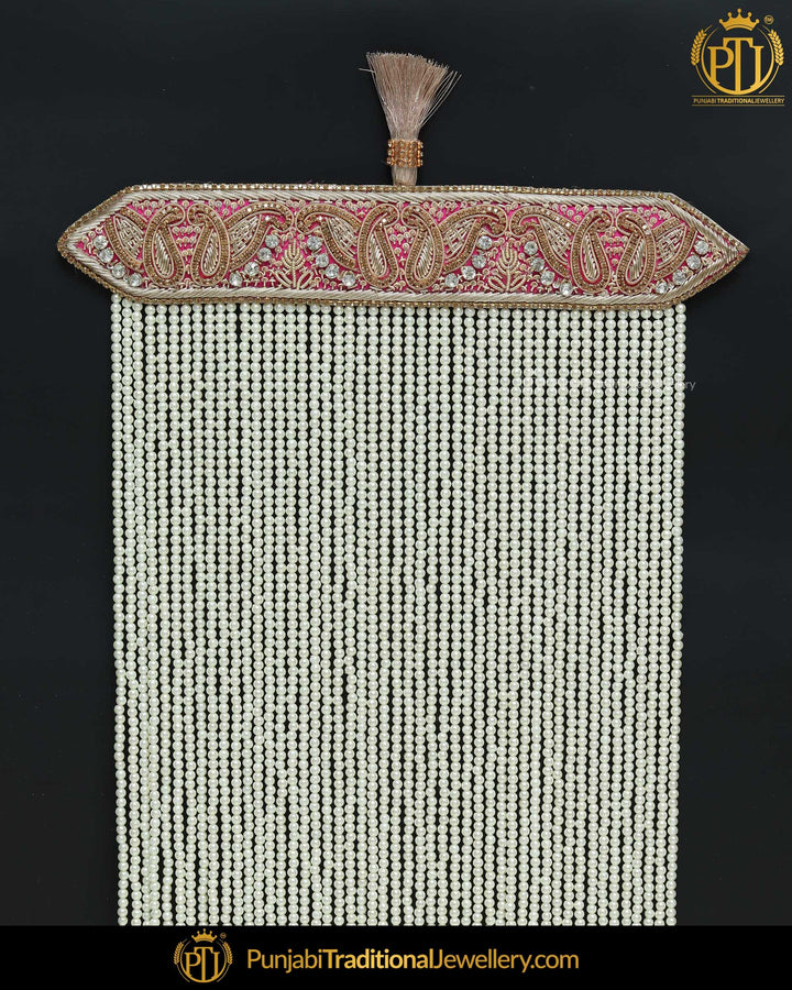 Red zari & Kundan Pearl Groom Sehra | Punjabi Traditional Jewellery Exclusive