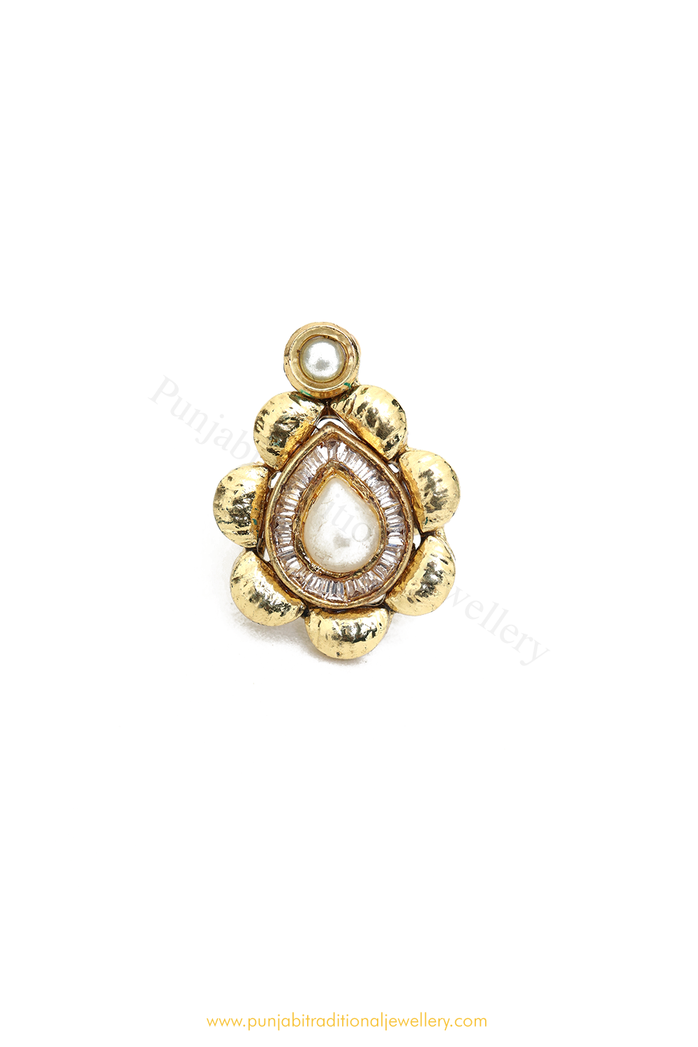 Gold Finished Navratan Kundan Ring By PTJ