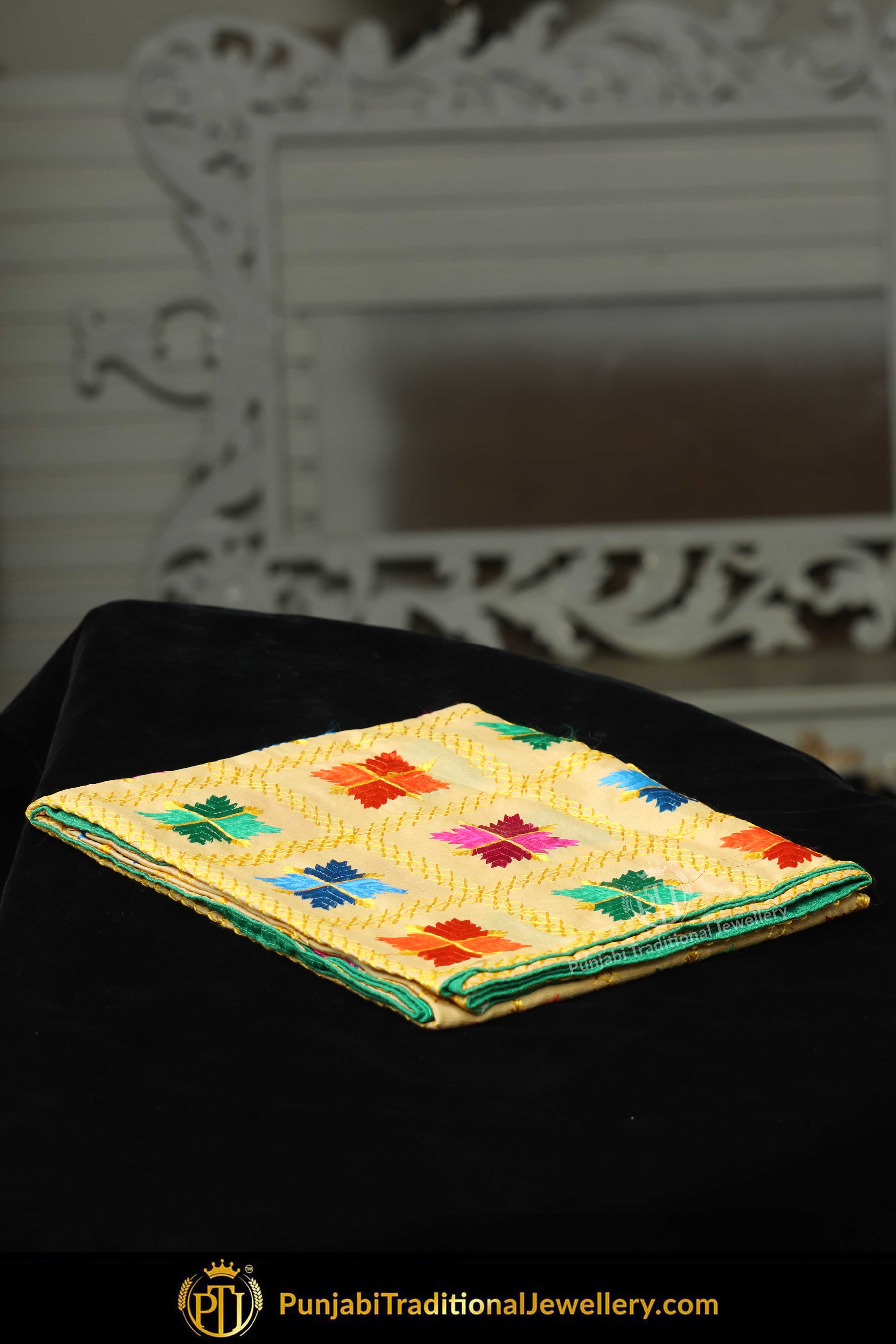 Multi Color Pure Phulkari Dupatta By Punjabi Traditional Jewellery