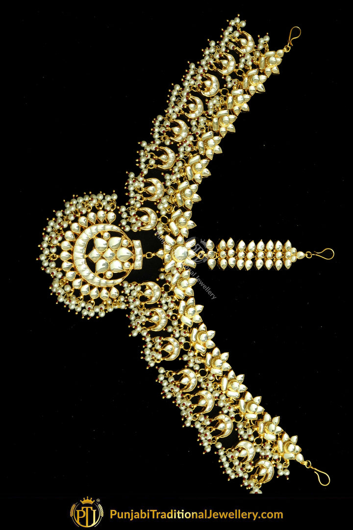 Gold Finished Kundan Pearl Matha Patti | Punjabi Traditional Jewellery Exclusive