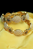 Fayruz Gold Finished Pearl Openable Karra Bangles (Pair)| Punjabi Traditional Jewellery Exclusive