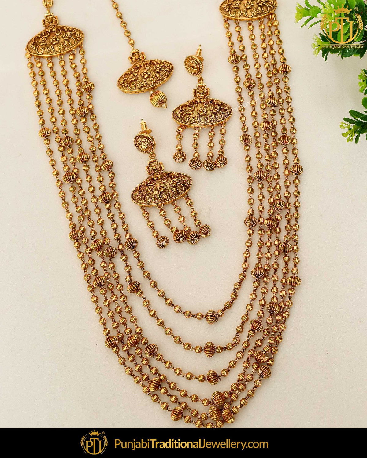 Antique Gold Finished Johda long Set | Punjabi Traditional Jewellery Exclusive