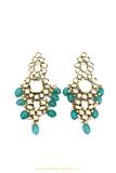 Gold Finished Emerald Kundan Earrings By PTJ