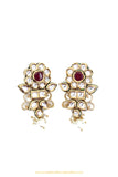 Gold Finished Kundan Rubby Earrings by PTJ