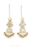 Gold Finished Pearl Kundan Earrings By PTJ