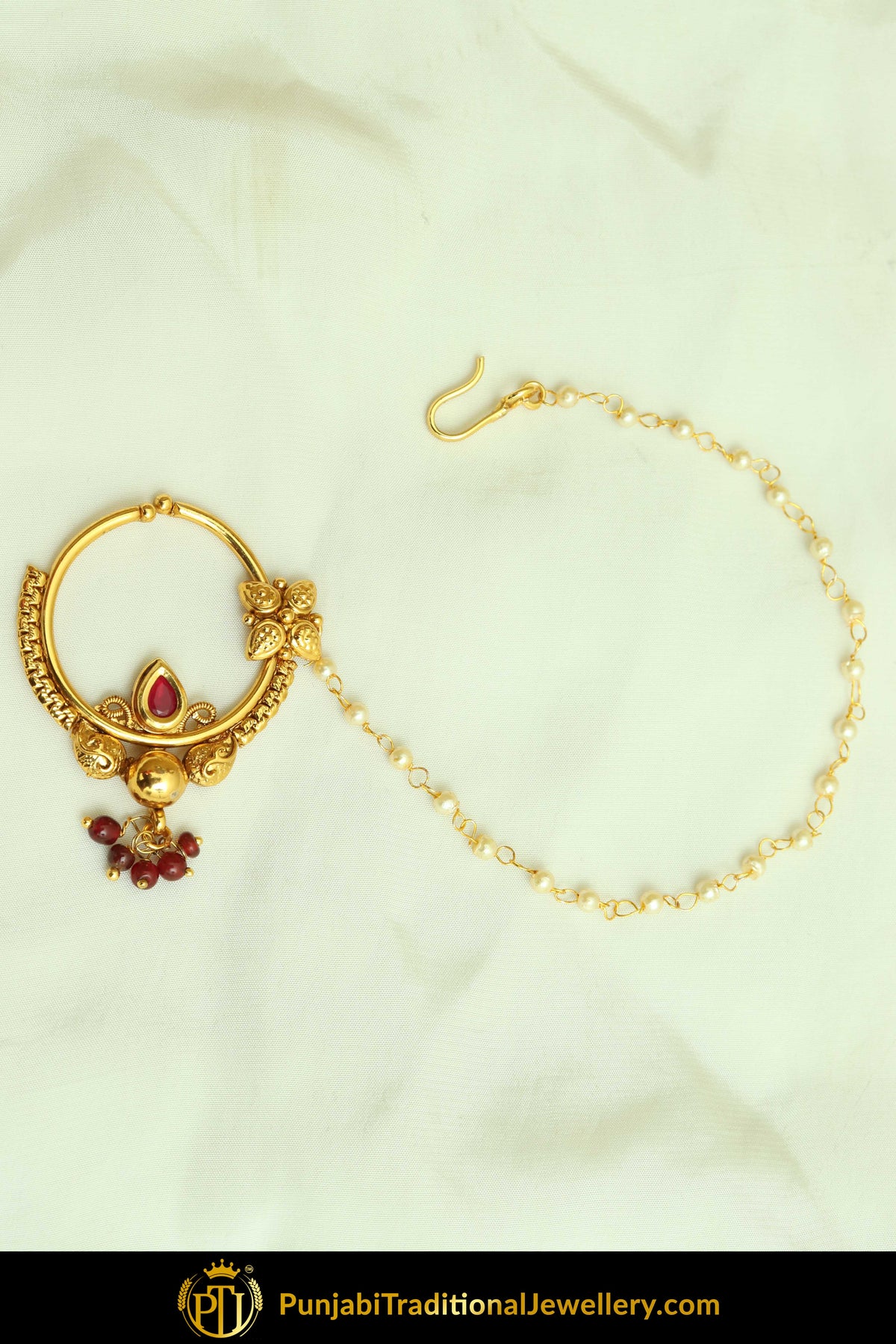 Gold Finished Rubby Kundan Nath| Punjabi Traditional Jewellery Exclusive