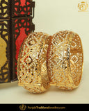 Gold Finished Pearl Jadau Karra Bangles (Pair)| Punjabi Traditional Jewellery Exclusive