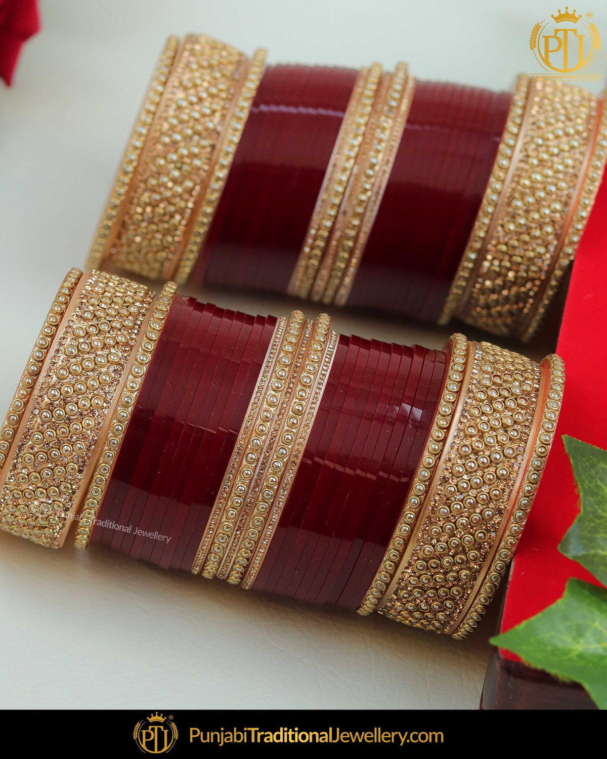 Maroon Bridal Chura | Punjabi Traditional Jewellery Exclusive