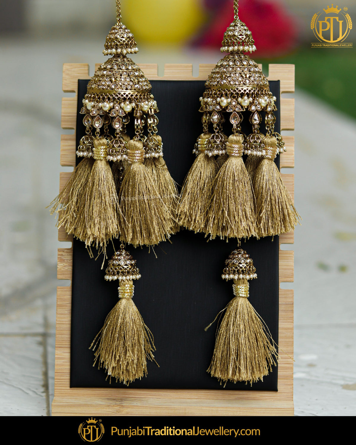 Gold Finished Champagne Stone Golden Tassel  Bridal Kalira