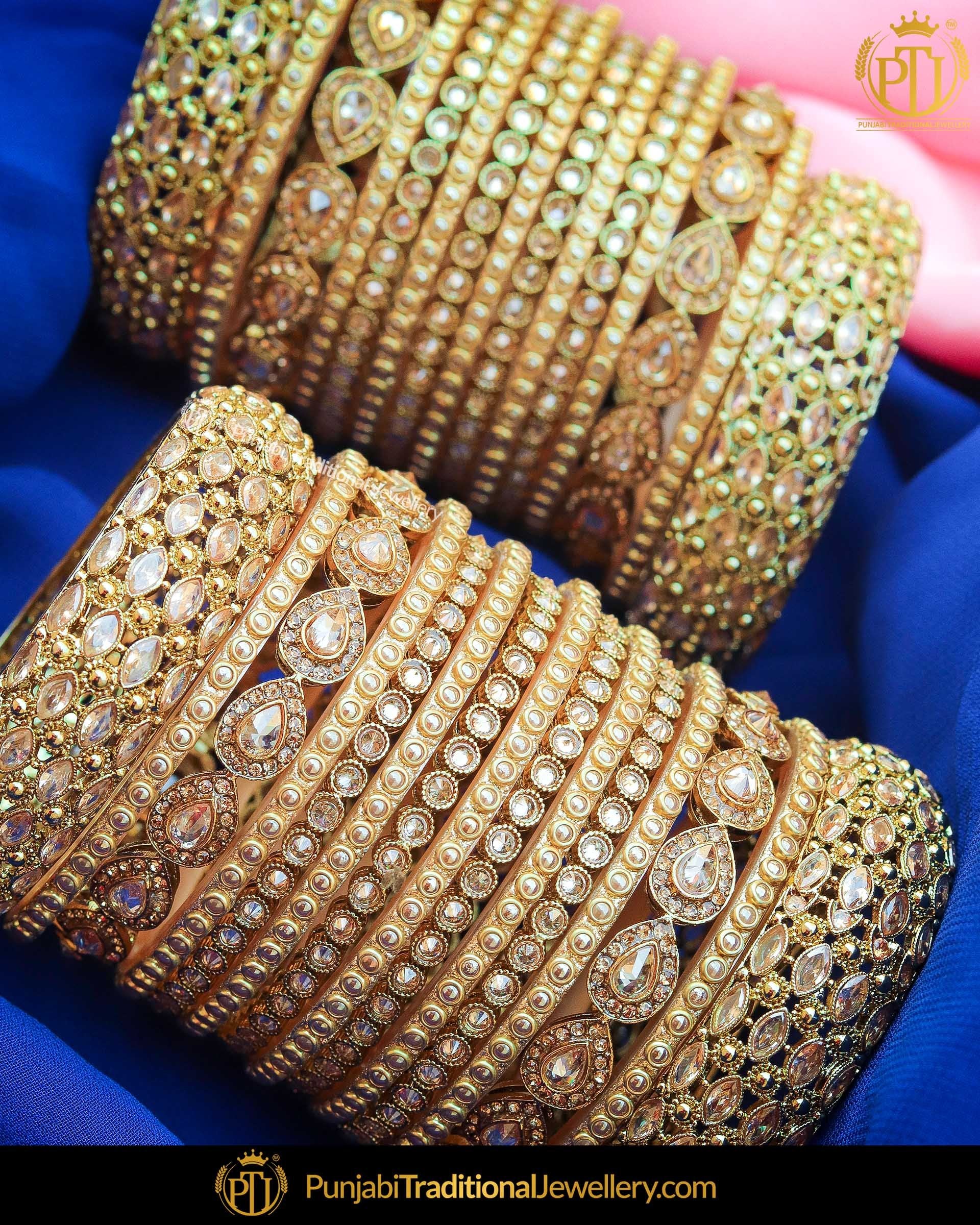 Champagne stone gold Bridal Chura Punjabi Traditional Jewellery Excl