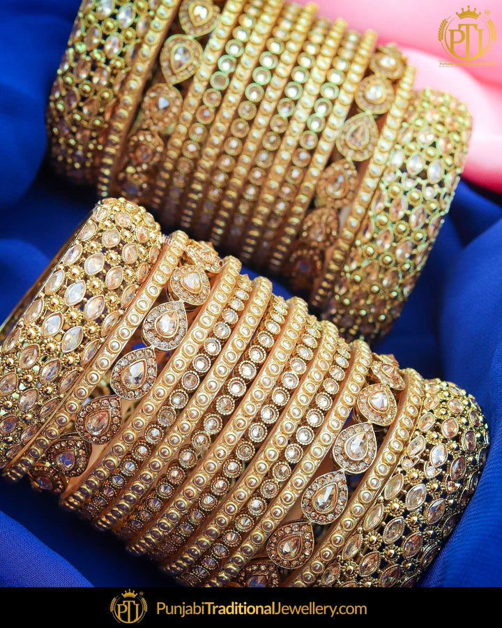 Champagne stone gold Bridal Chura | Punjabi Traditional Jewellery Exclusive