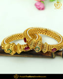 Gold Finished Rubby Johda bangles Openable Bangles (Pair) | Punjabi Traditional Jewellery Exclusive
