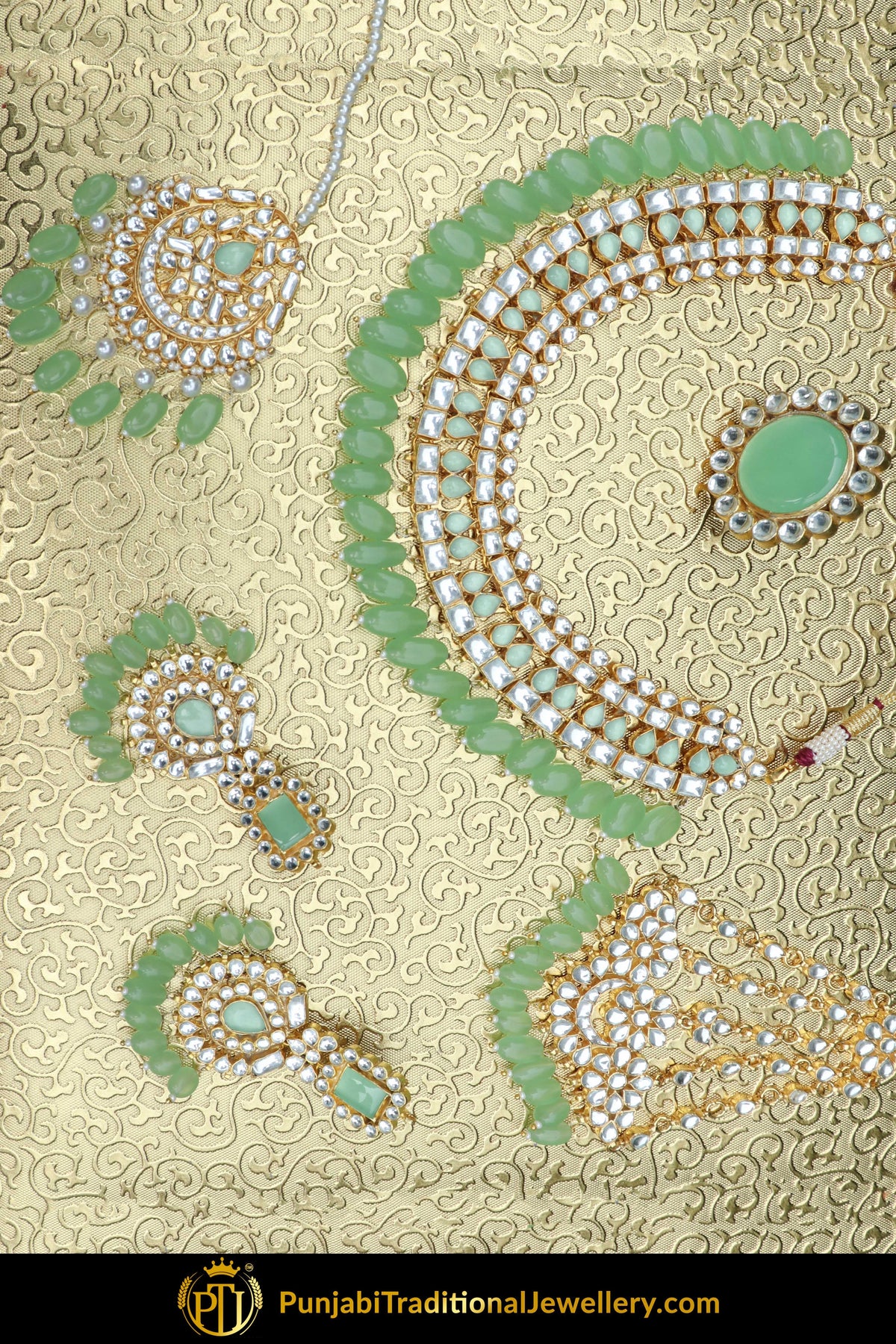 Aleesa New Jede Kundan Necklace, Earrings, Tikka, Ring With Passa Combo | Punjabi Traditional Jewellery  Exclusive