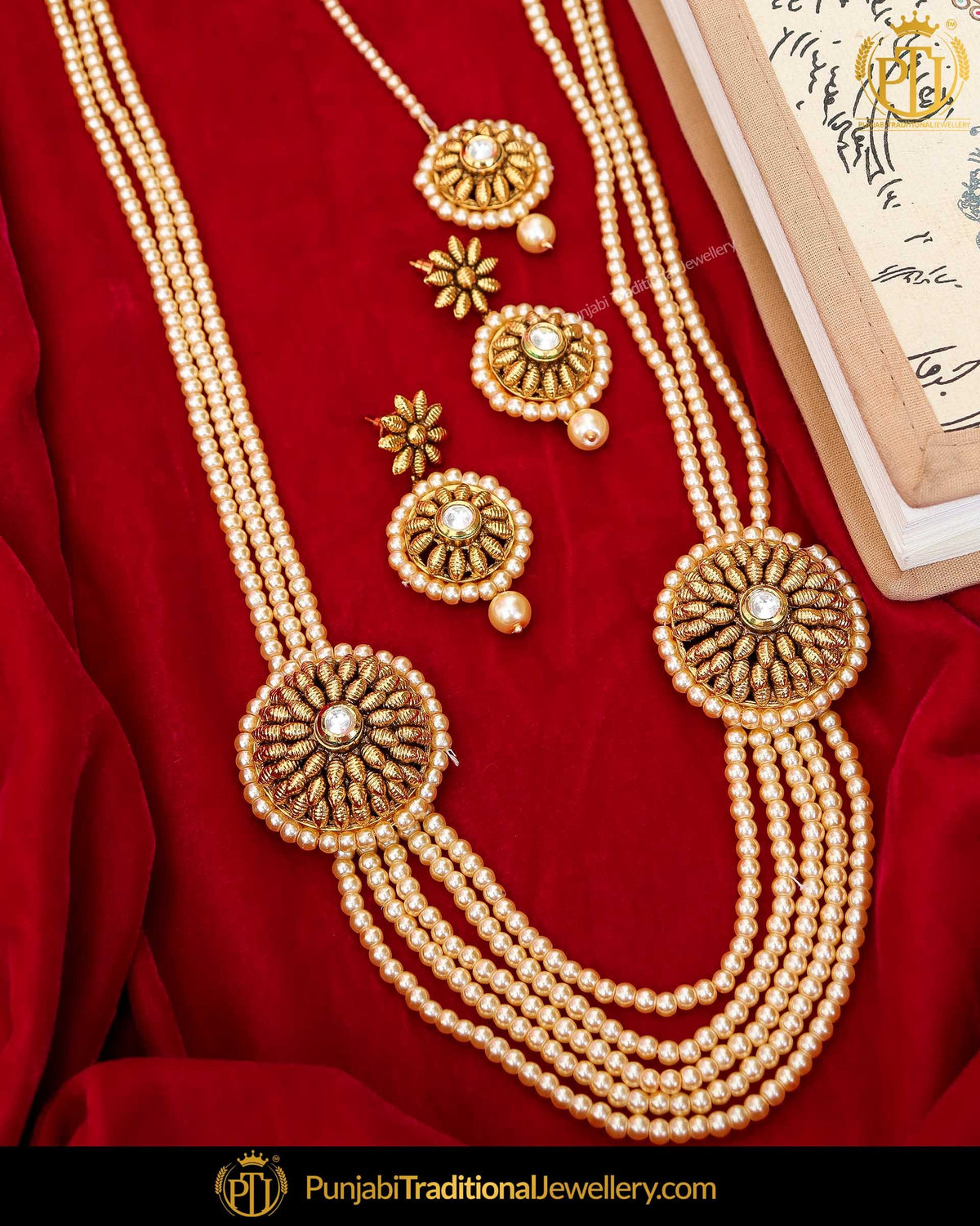 Antique Gold Finished Johda long Set | Punjabi Traditional Jewellery Exclusive
