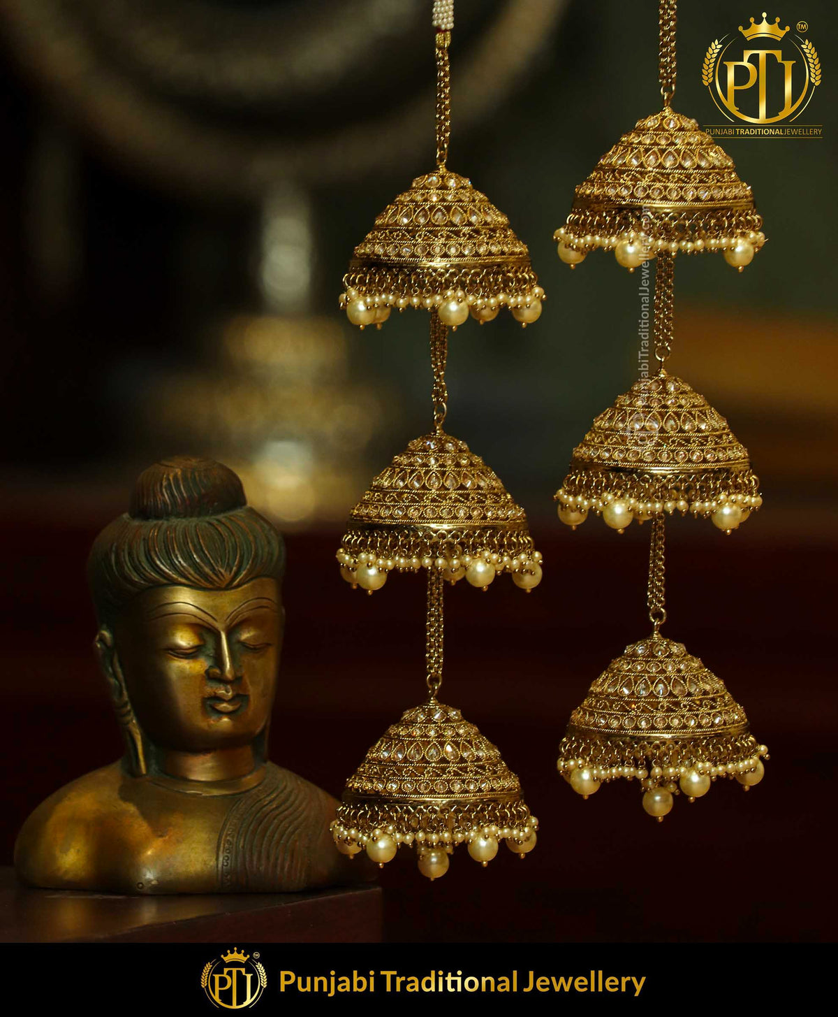 Antique Gold Finished Champagne Stone Bridal Kalira | Punjabi Traditional Jewellery Exclusive
