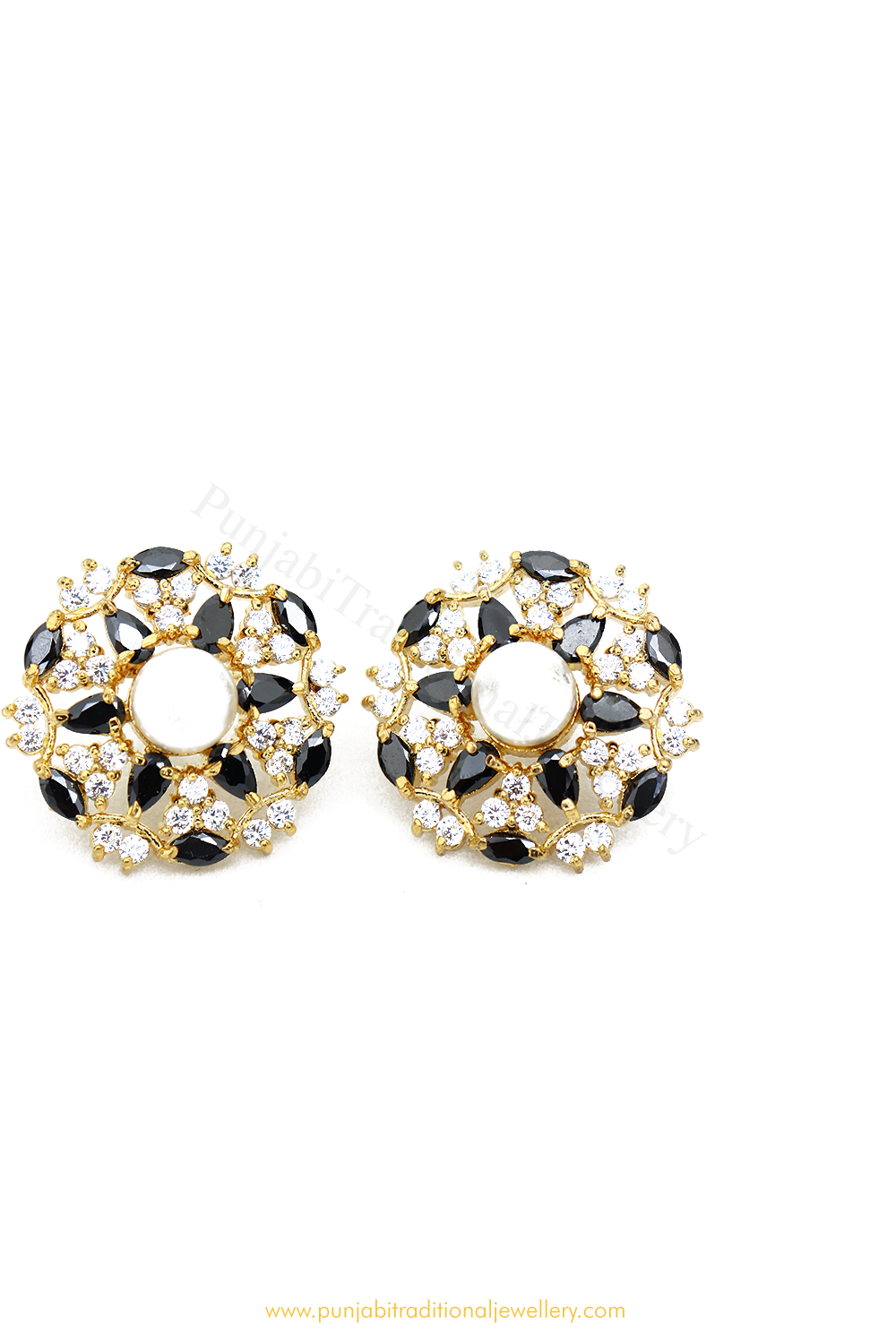 Gold Finished Blue AD Studs By  PTJ