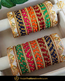 Gold Finished Satrangi Thread Bangles Set (Both Hand Pair) | Punjabi Traditional Jewellery Exclusive