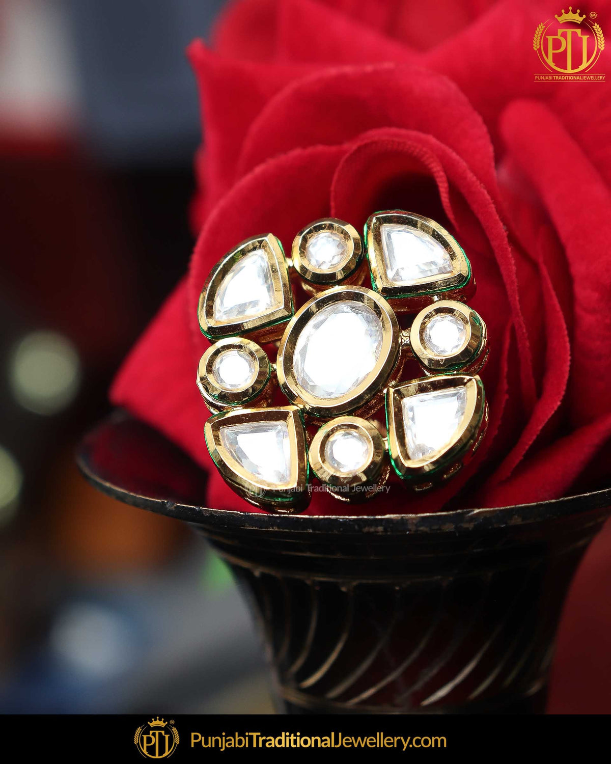 Gold Finished Kundan Ring | Punjabi Traditional Jewellery Exclusive