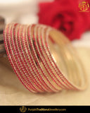 AD Stone Rubby Bangles (12 piece) | Punjabi Traditional Jewellery Exclusive