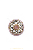 Gold Finished Pink Kundan Ring By PTJ