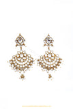 Gold Finished Kundan Pearl Earrings by PTJ