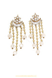 Gold Finished Kundan Pearl Earrings by PTJ