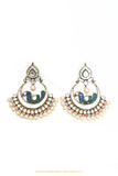 Gold Finished Kundan Peacock Earrings by PTJ