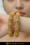 Farheen Antique Gold Finished Gokhdu Openable Karra Bangles (Pair)| Punjabi Traditional Jewellery Exclusive