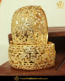 Gold Finished Pearl Jadau Karra Bangles (Pair)| Punjabi Traditional Jewellery Exclusive
