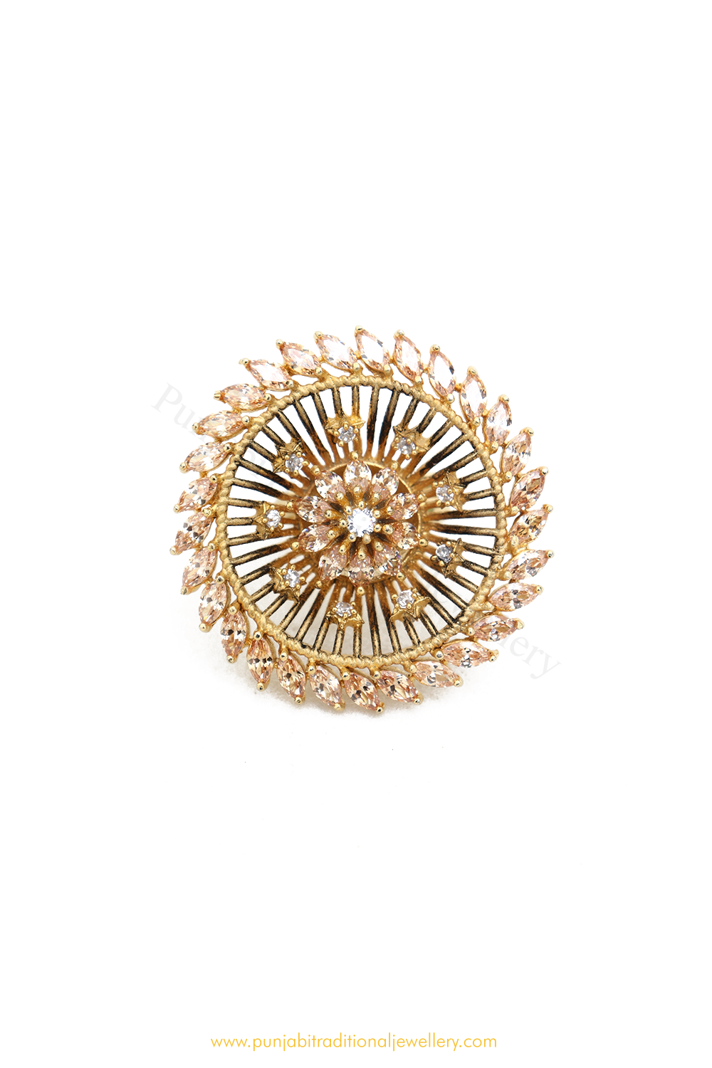 Gold Finished AD Ring By PTJ