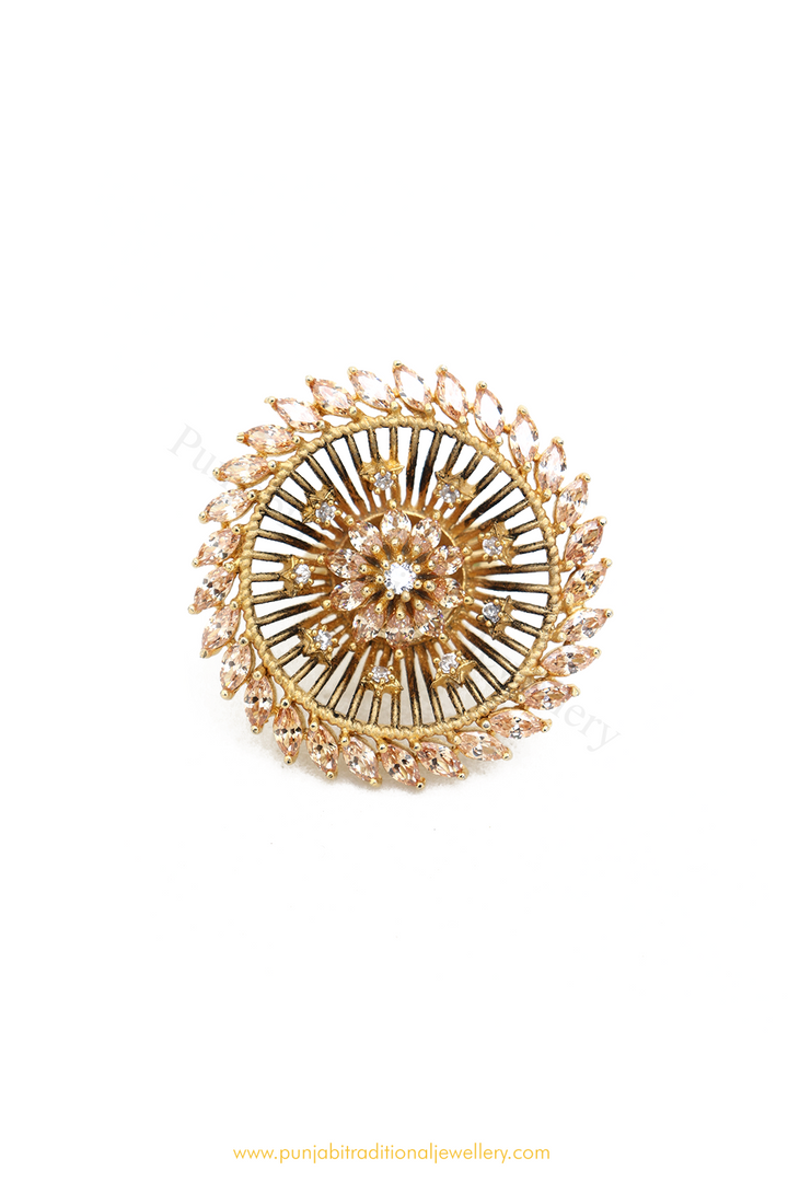 Gold Finished AD Ring By PTJ