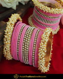 Pink Thread Pearl Bangles Set (Both Hand Pair) | Punjabi Traditional Jewellery Exclusive